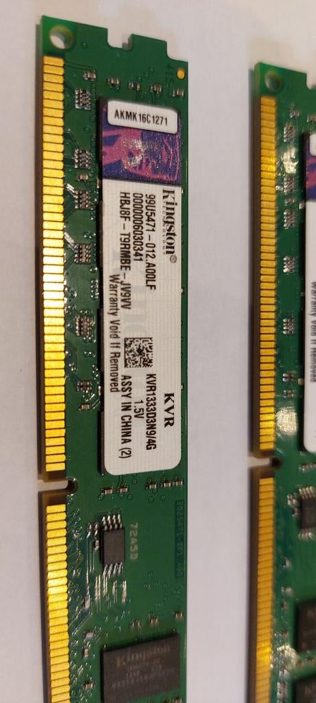 2x 4 GB RAM Kingston KVR1333D3N9/4G, Ophalen of Verzenden, DDR3, 4 GB