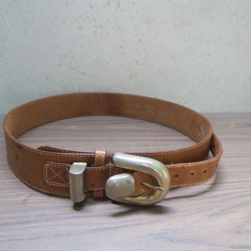 Brede riem bruin leder Scapa - lengte 97 cm - breedte 4,8 cm, Vêtements | Femmes, Ceintures, Scapa, Cuir véritable, Enlèvement ou Envoi