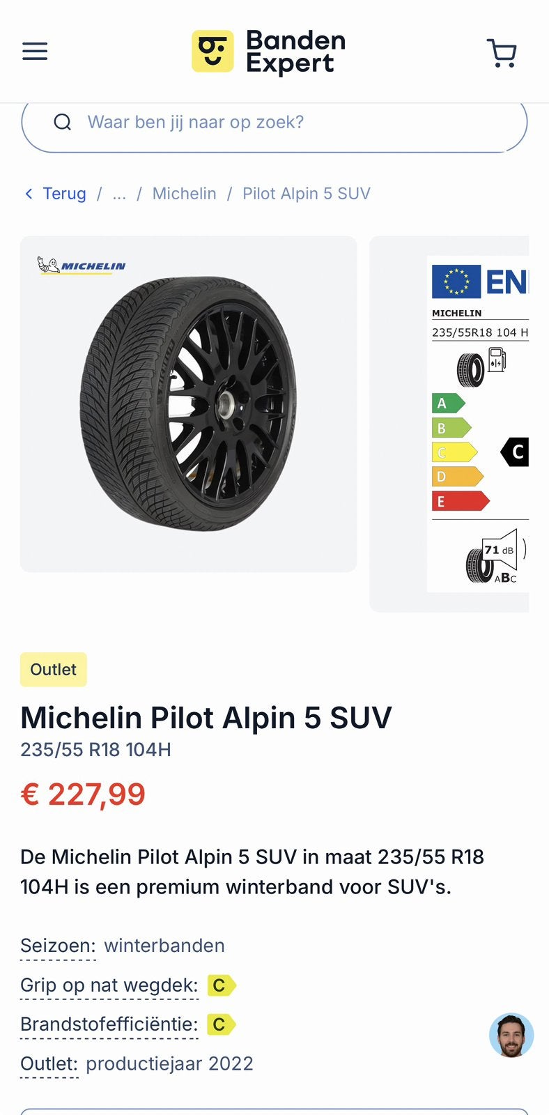 Michelin Pilot Alpin 5 winterbanden, Auto-onderdelen, Ophalen, Nieuw