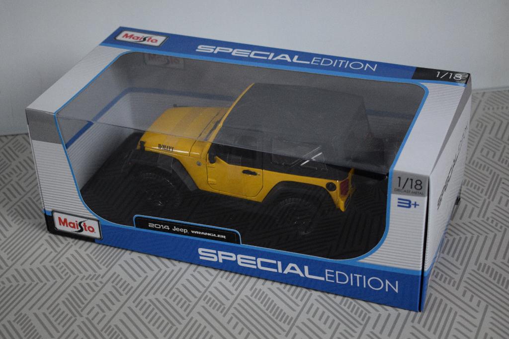 miniature 1:18 neuf maisto 2014 jeep wrangler jaune, Hobby & Loisirs créatifs, Voitures miniatures | 1:18, Enlèvement ou Envoi