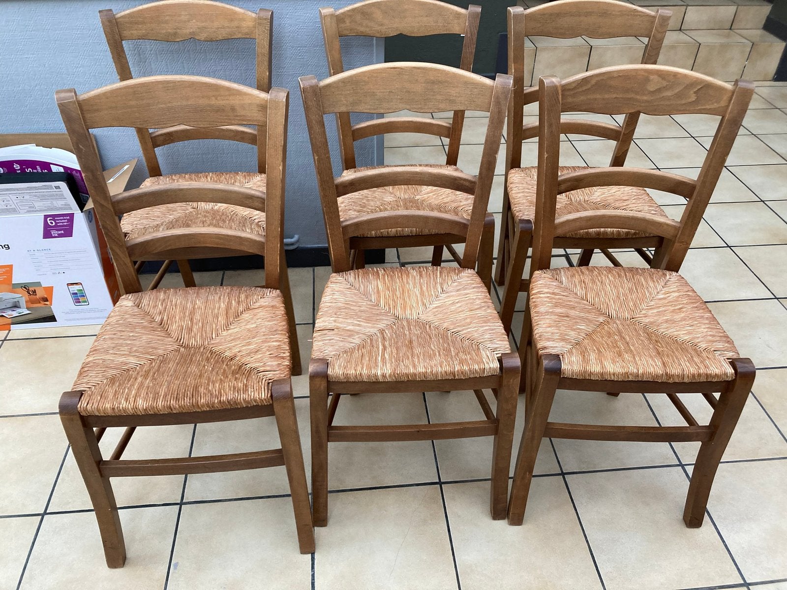 6 chaises en paille, Enlèvement, Bois, Campagnard, Cinq, Six Chaises ou plus