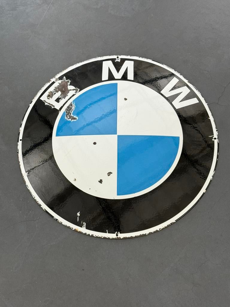 Oud emaille reclame bord BMW, Verzamelen, Ophalen, Gebruikt, Reclamebord