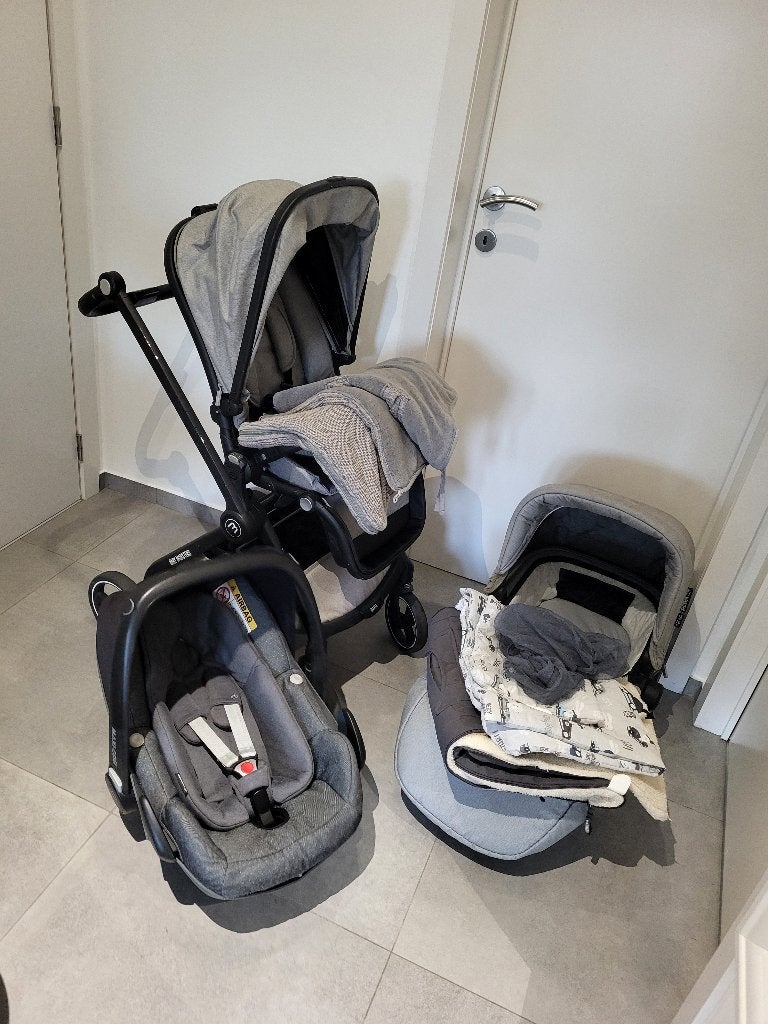 Kinderwagen Baby Monster Marla grijs 3 in 1, Gebruikt, Verstelbare duwstang, Ophalen, Kinderwagen