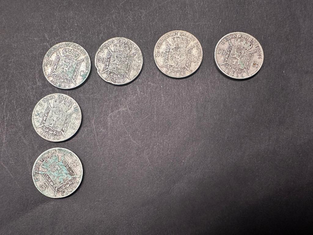 Pièces de 50 centimes - Léopold II, Argent, Enlèvement, Série, Argent