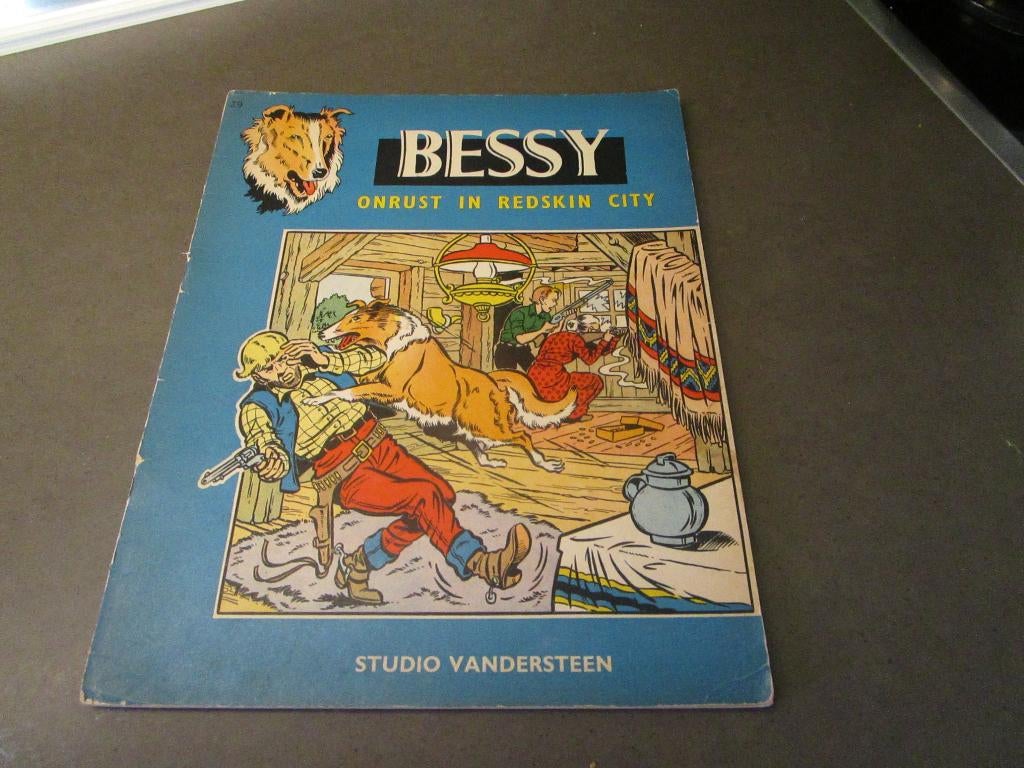 Bessy - Onrust in Redskin City - 1e druk - 1959, Boeken, Stripverhalen, Gelezen, Eén stripboek, Studio  Vandersteen, Ophalen of Verzenden