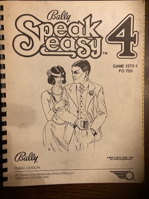 BALLY SPEAK EASY 4 MANUAL WITH SCHEMATIC, Verzamelen, Automaten | Flipperkasten, Elektronisch, Bally, Ophalen of Verzenden, Zo goed als nieuw