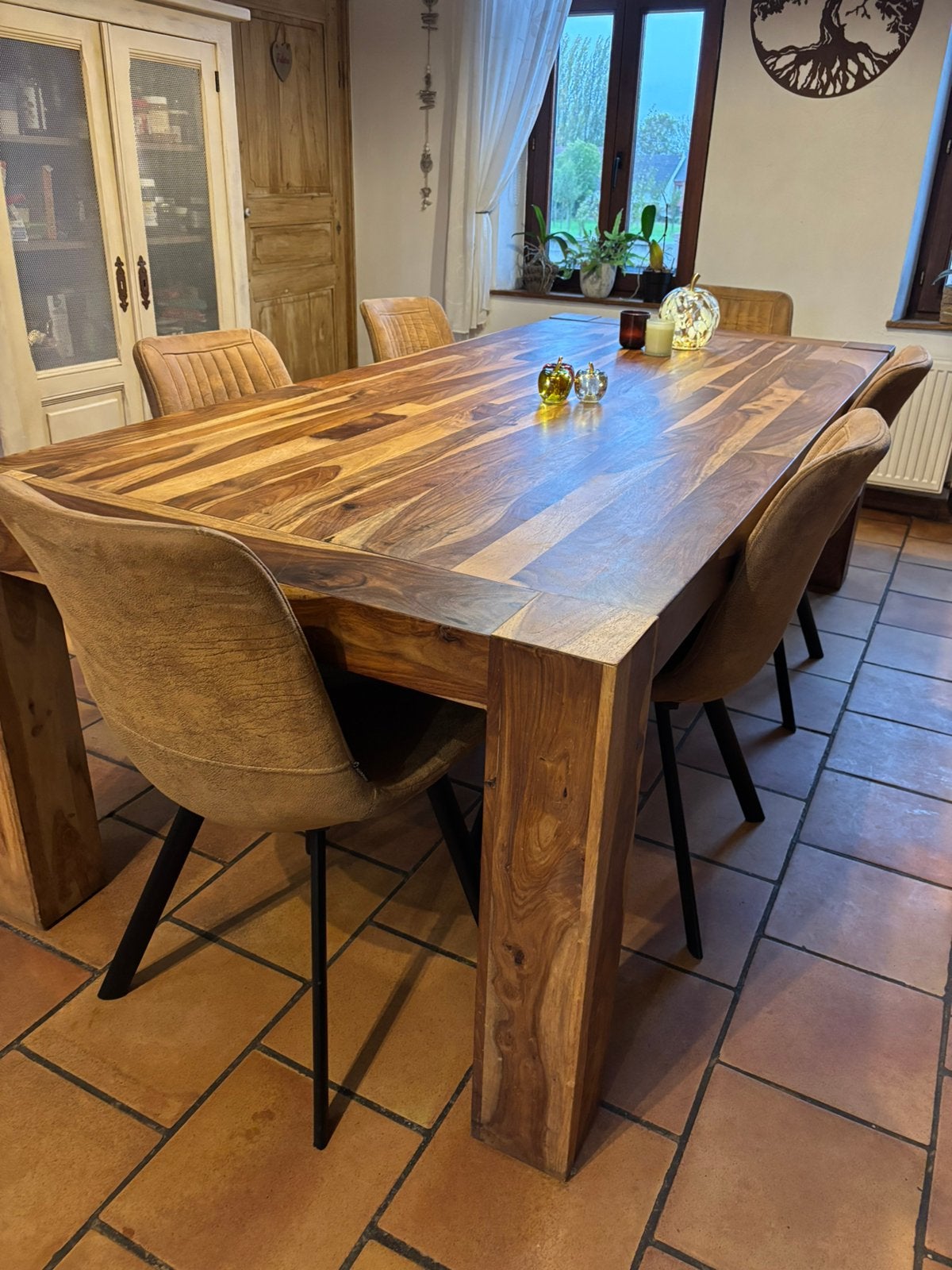 Table de salle a manger en teck, Maison & Meubles, Enlèvement, Comme neuf, Teck