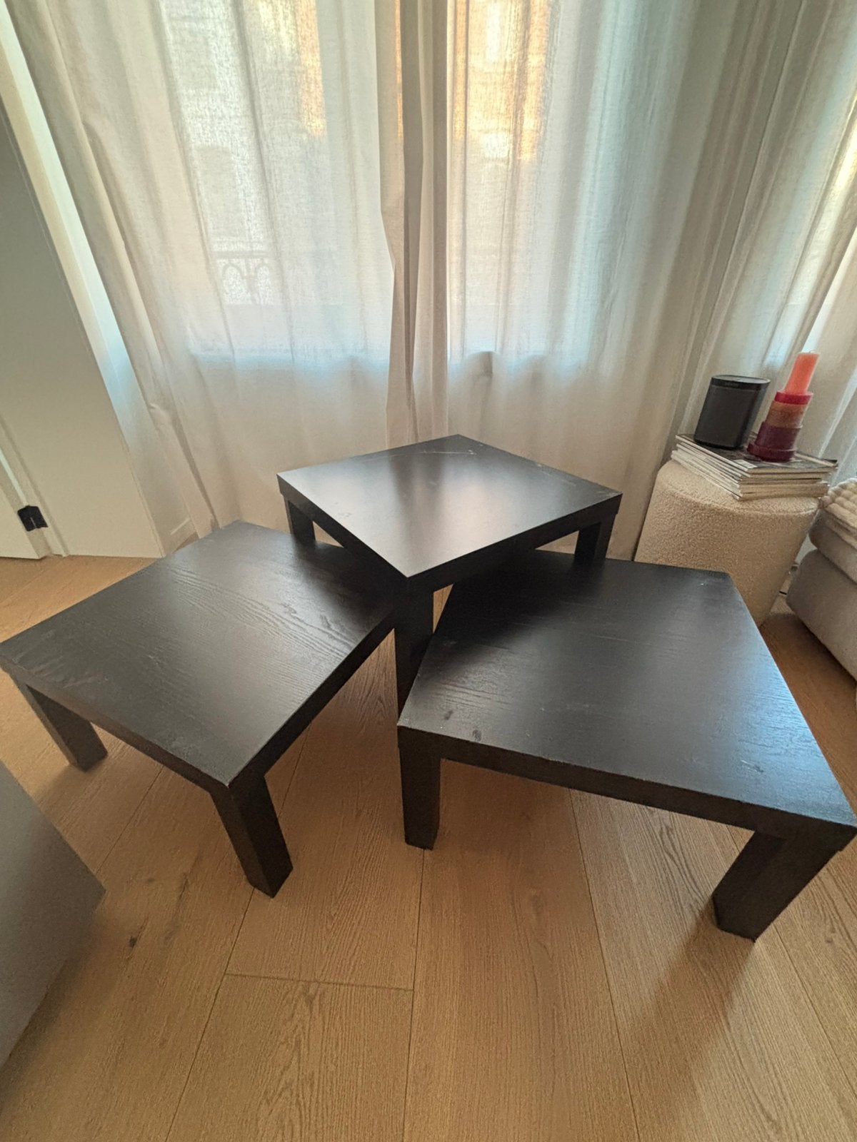 Ensemble de 3 tables basses/tables d'appoint noires, Maison & Meubles, Tables | Tables de salon, Utilisé, 5 – 50, 50 à 100 cm