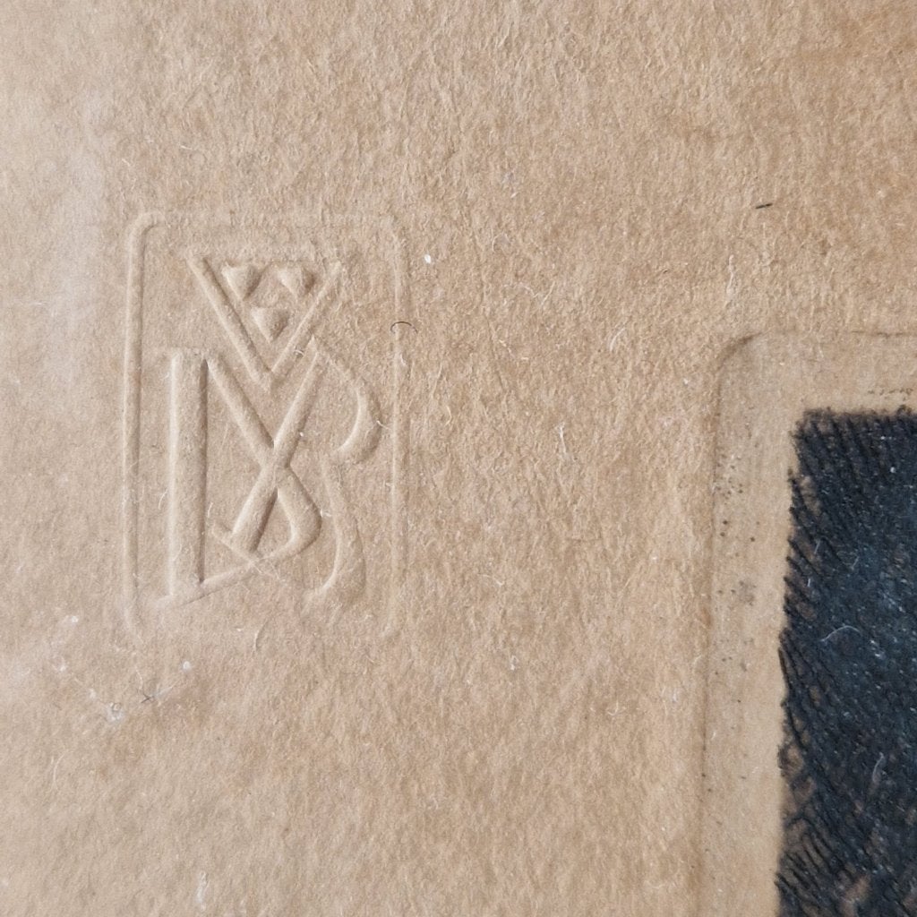 Dirk Baksteen | Land der 3 Molens 1923 - ETS MET D^B STEMPEL, Antiek en Kunst, Kunst | Etsen en Gravures, Ophalen, Ets, Met monogram