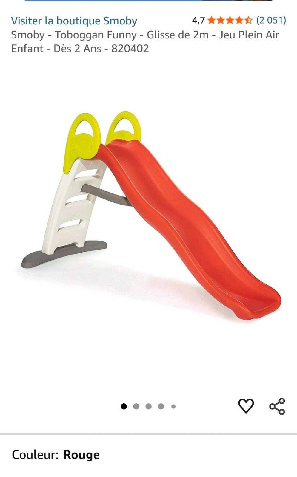 Toboggan Smoby (2 mètres de glisse), Enlèvement, Toboggan