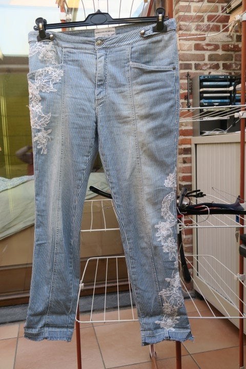 Jeans kant blauw gestreept Ermanno Scervino Jeans mt 42 (46), Kleding | Dames, Blauw, Ophalen of Verzenden, Zo goed als nieuw