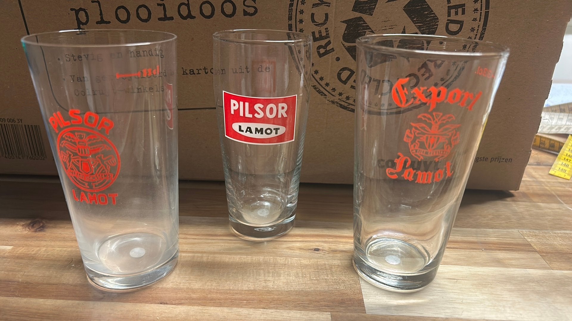 Lot de 3 verres à bière Lamot (Pilsor et export), Collections, Enlèvement ou Envoi, Comme neuf