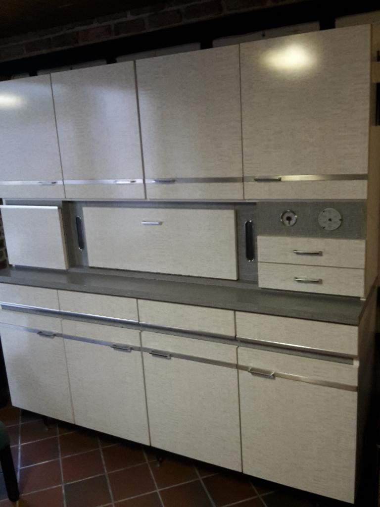 Heel mooie grote vintage keukenkast, jaren ’70, prima staat, Avec tablette(s), 150 à 200 cm, Utilisé, 150 à 200 cm