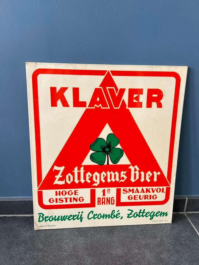 Ancienne publicité cartonnée bière Klaver Zottegem, Enlèvement ou Envoi, Utilisé