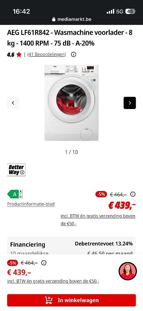 Machine à laver, Electroménager, Lave-linge, 6 à 8 kg, Enlèvement, Utilisé, Classe énergétique A ou plus économe