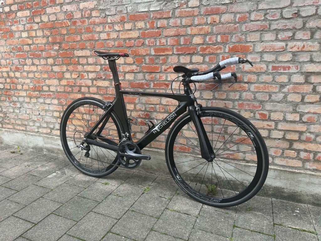 Nichelson Tempus carbon tijdrit/triatlon koersfiets -ultegra, Fietsen en Brommers, 28 inch, Gebruikt, Carbon, Velgrem