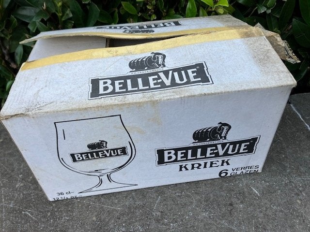 6 BELLE-VUE KRIEK GLAZEN. NIEUW., Ophalen of Verzenden, Nieuw, Bierglas