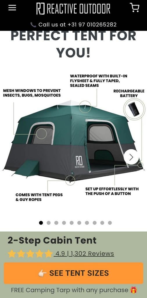 Tente autogonflable pour 4 personnes avec batterie, NEUVE, Caravanes & Camping, Tentes, Enlèvement