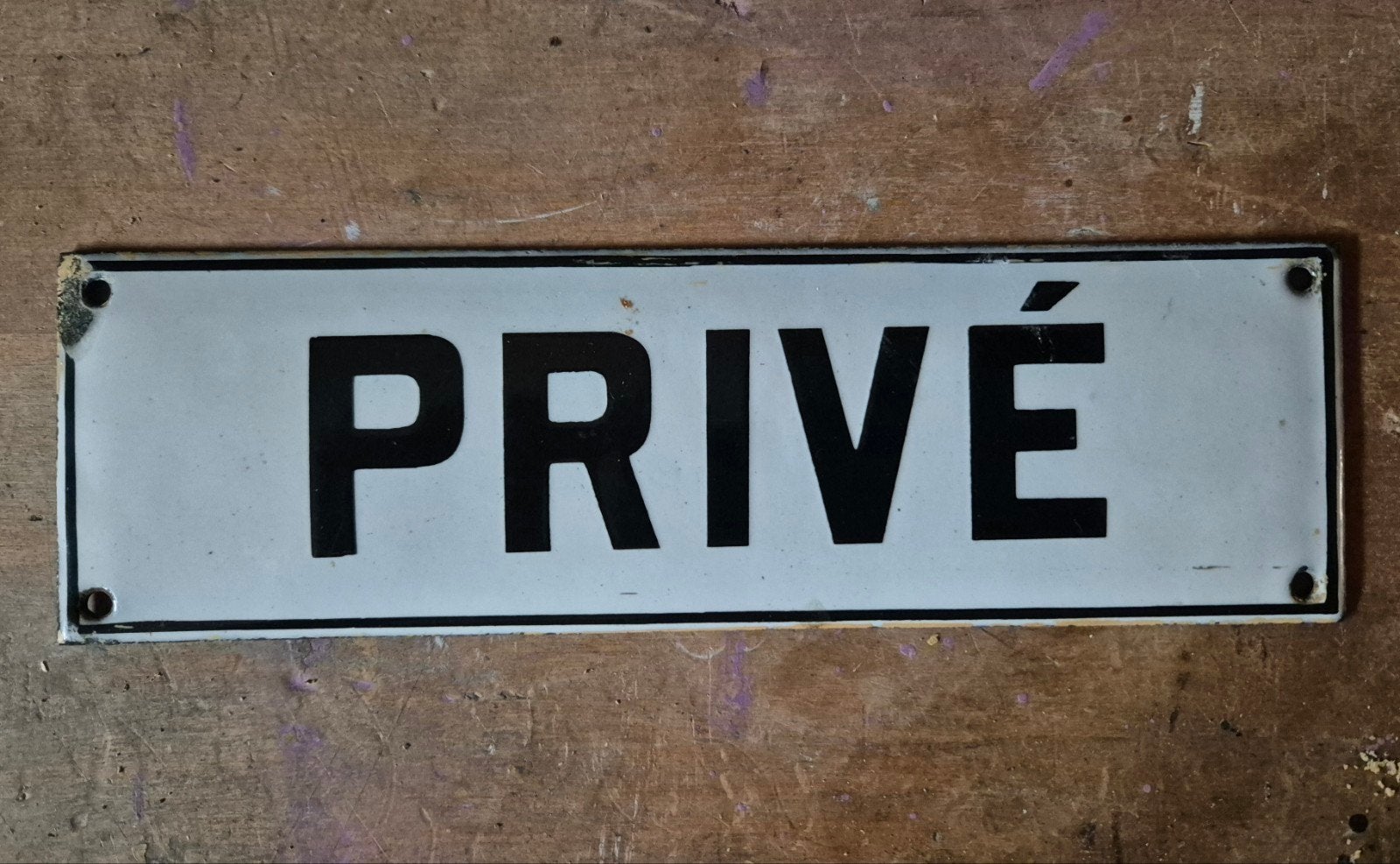 Plaque Privé Emaillee vintage, Antiquités & Art, Envoi
