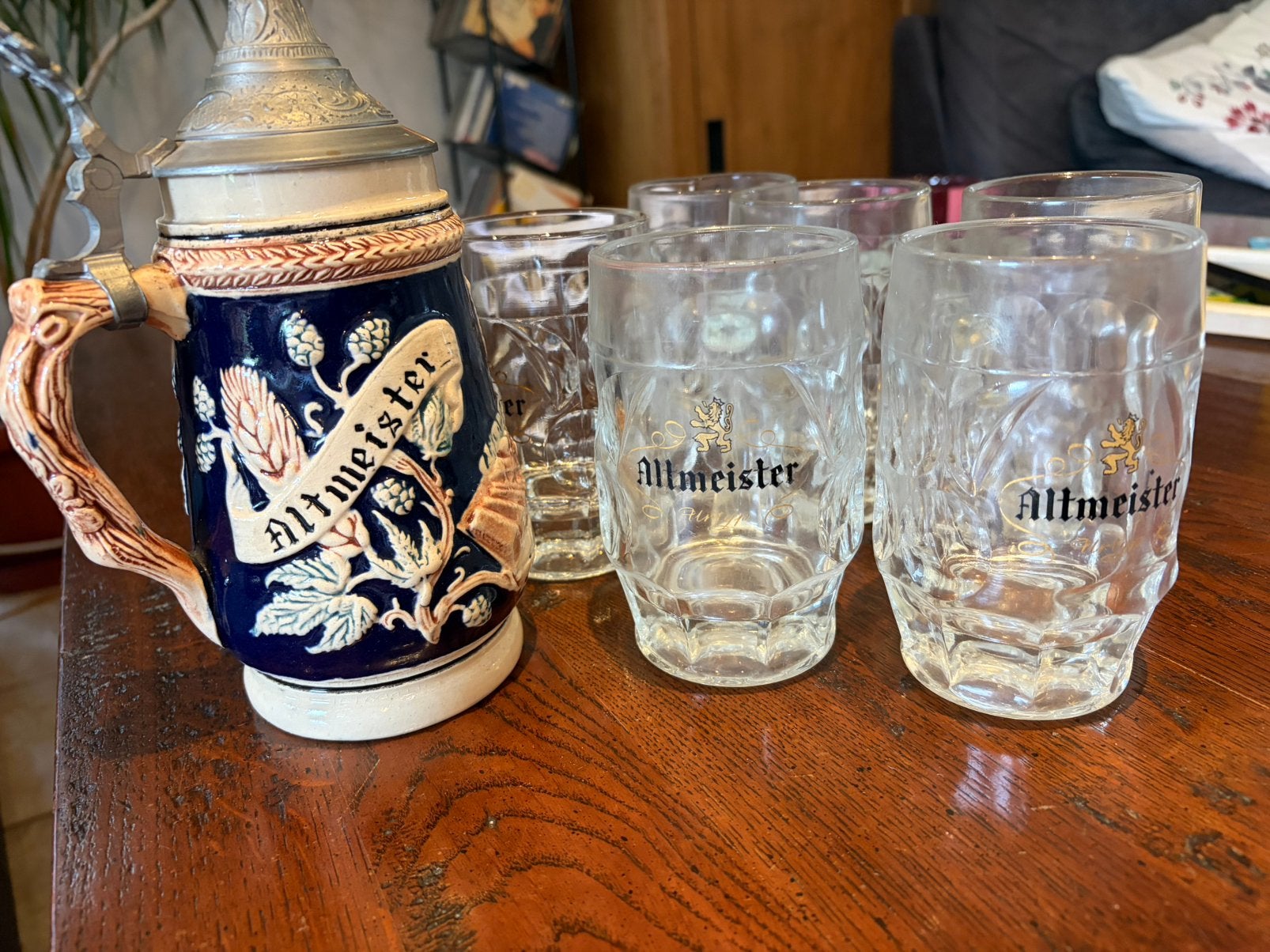 Pot à bière Altmeister avec 7 verres, Collections, Enlèvement, Utilisé