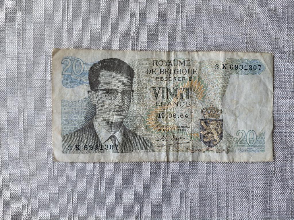 Bankbiljet 20 Bfr., Timbres & Monnaies, Monnaies & Billets de banque | Collections, Enlèvement, Billets de banque