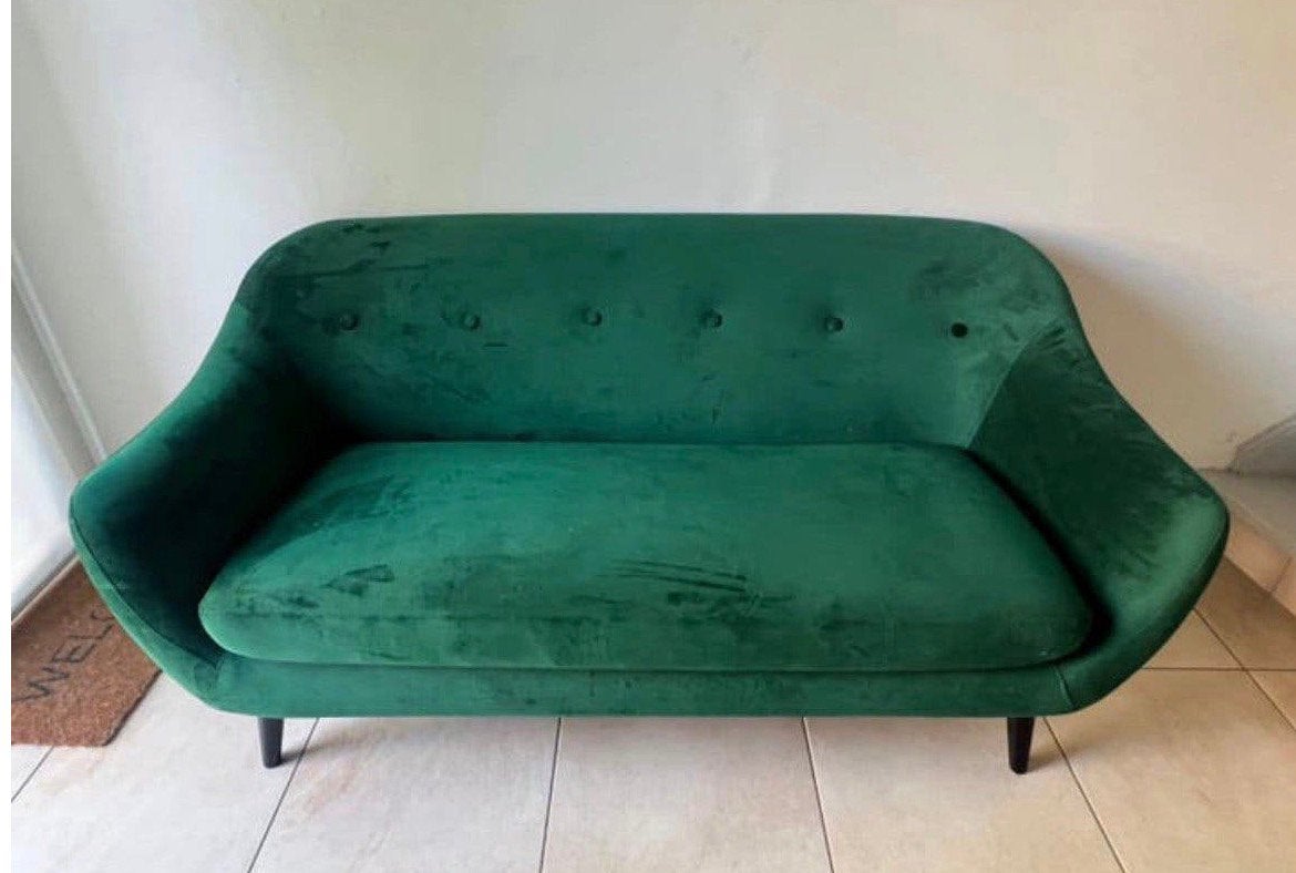 Groene velours zitbank NIEUW, Huis en Inrichting, Ophalen, Nieuw, 75 tot 100 cm, 150 tot 200 cm