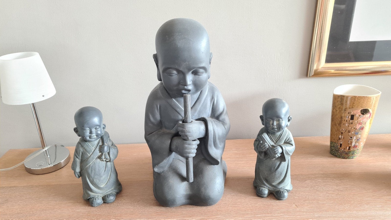 Set van 3 boeddhabeelden, Maison & Meubles, Accessoires pour la Maison | Statues de Bouddha, Pierre/céramique, Comme neuf, Set