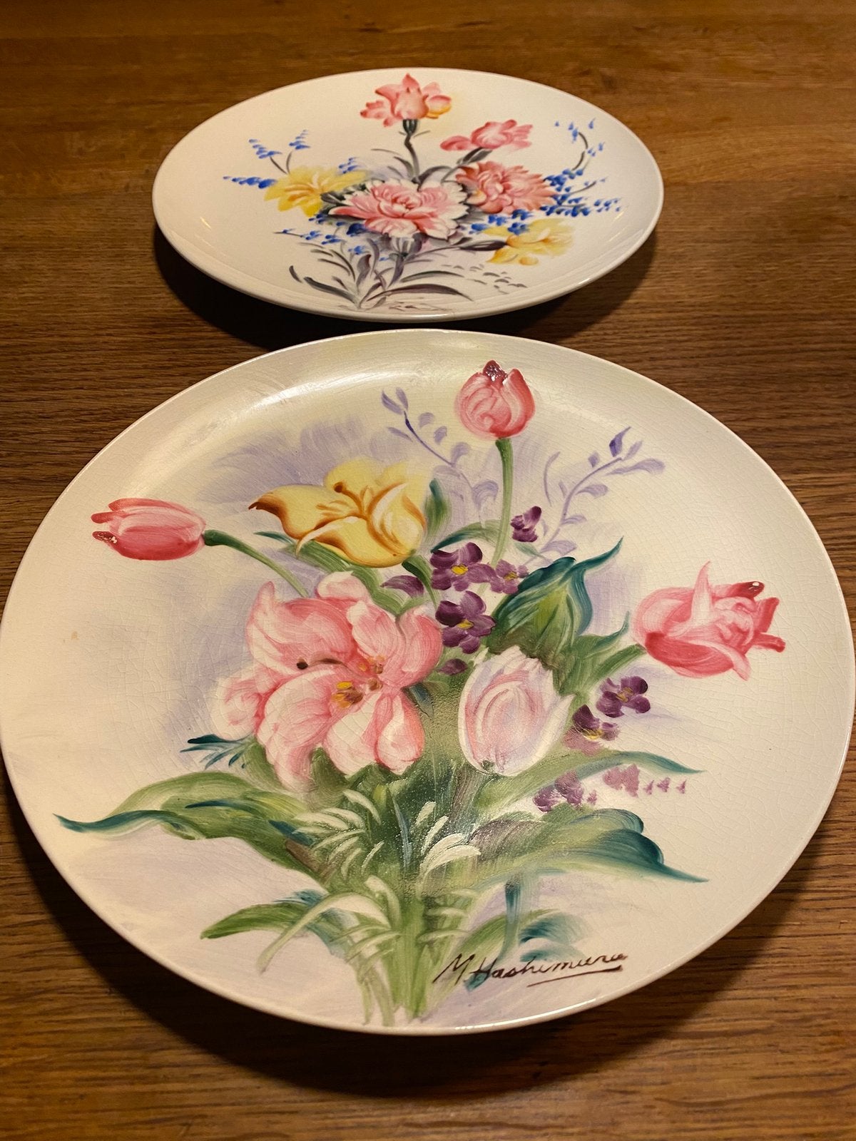 Handgeschilderde borden bloemen Hashimura, Ophalen of Verzenden