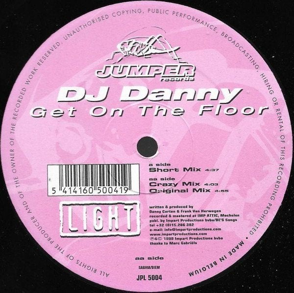 DJ Danny - Get On The Floor, Enlèvement ou Envoi, Utilisé, 12 pouces, House