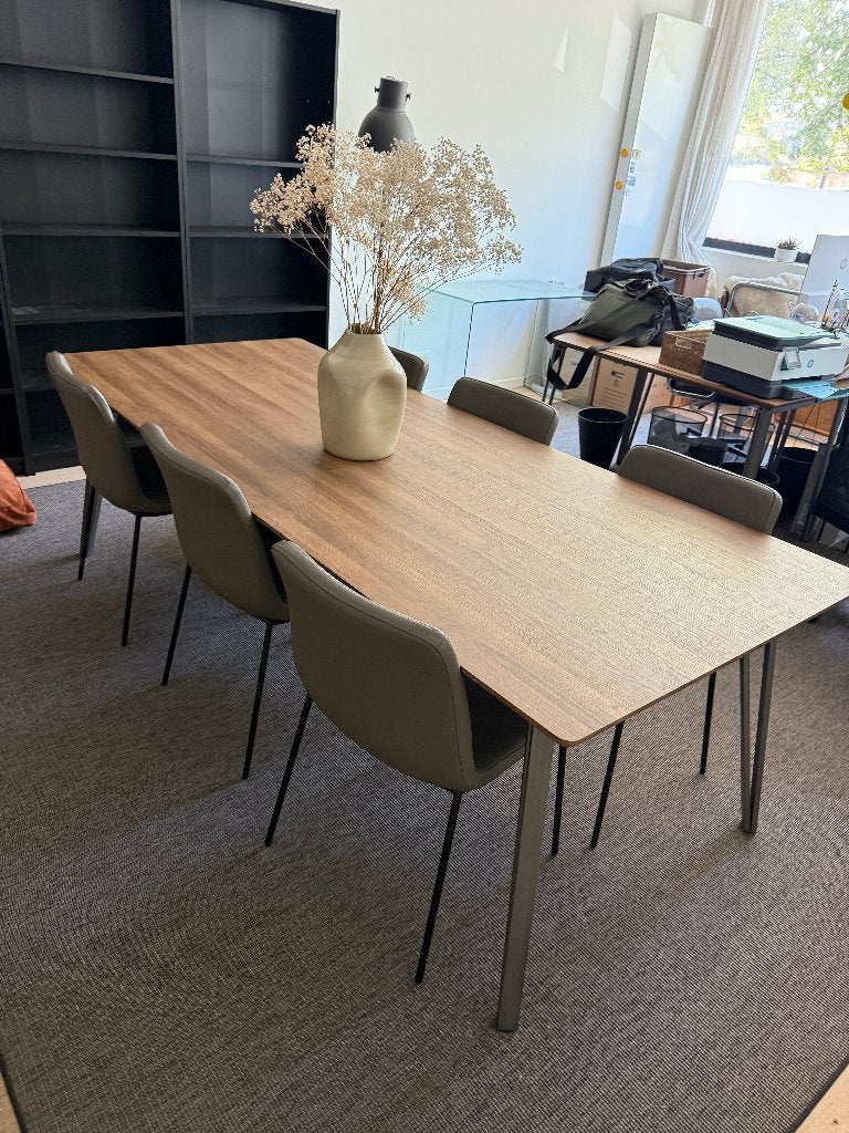 Design tafel + 6 stoelen, 200 cm ou plus, Chêne, Comme neuf, Enlèvement