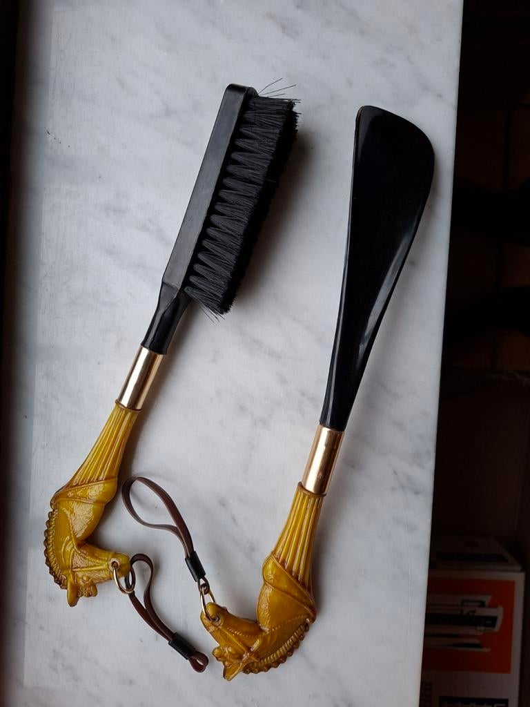 Vintage originele kleerborstel en schoenlepel, Antiek en Kunst, Ophalen