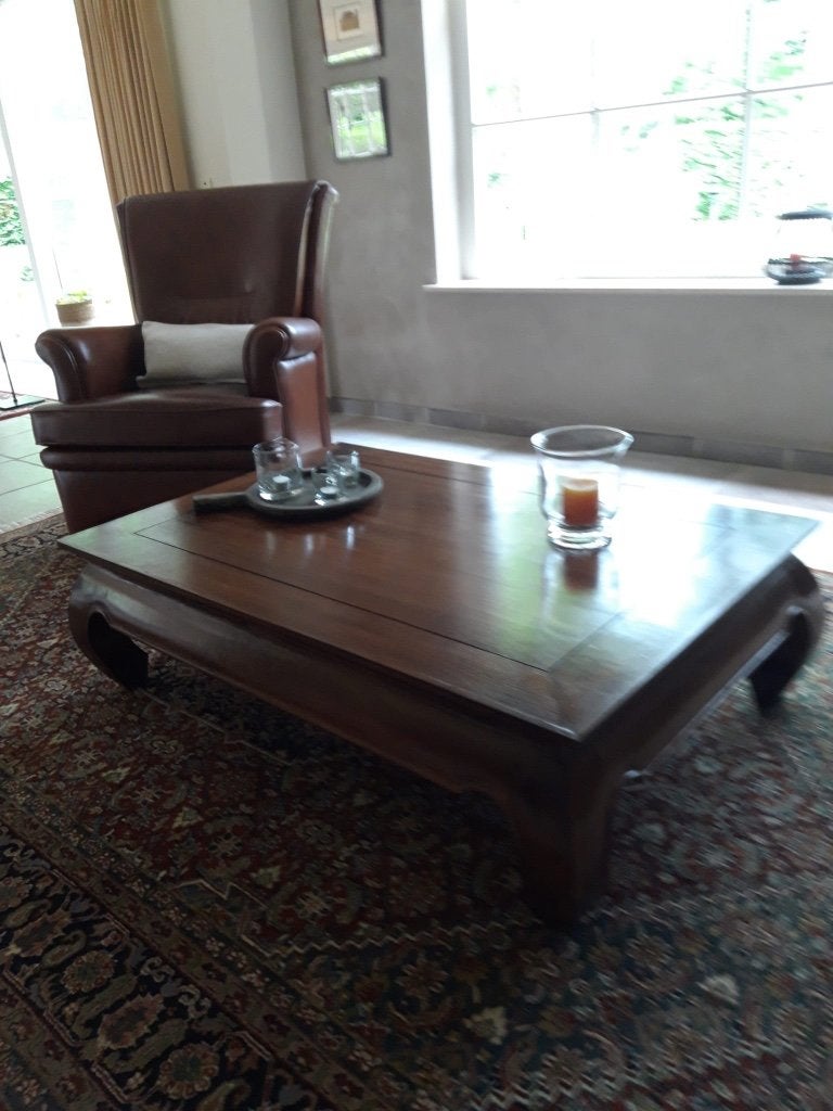 salontafel in teak - type opiumtafel - 120 x 80, h 36, Ophalen, 100 tot 150 cm, Teakhout, 50 tot 100 cm