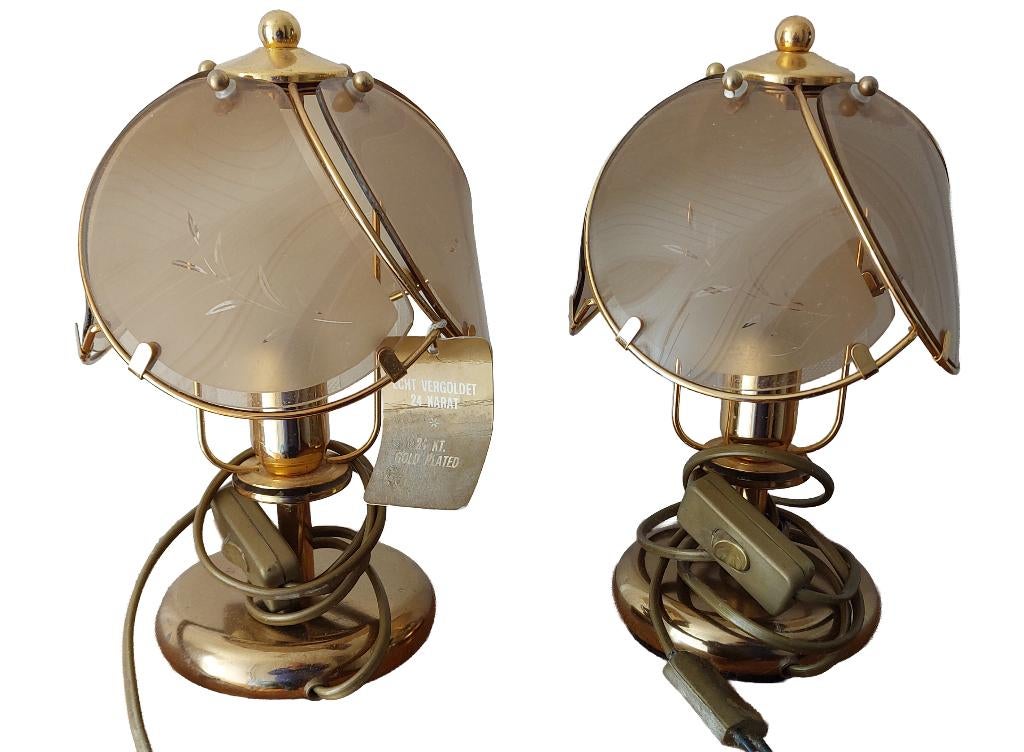 2 VINTAGE TAFELLAMPEN HOLLYWOOD STYLE, Huis en Inrichting, Ophalen, Zo goed als nieuw, Glas, Vintage