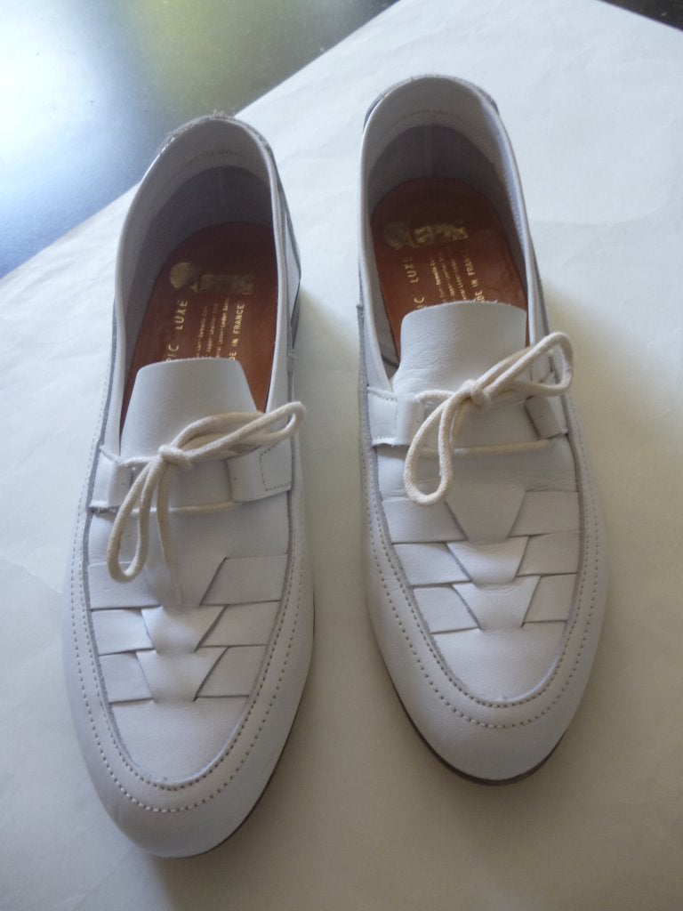 Retro Lederen herenschoenen wit maat 42, Kleding | Heren, Schoenen, Ophalen of Verzenden, Zo goed als nieuw, Wit