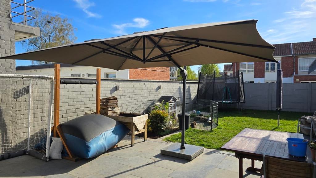 Complete parasolset met voet en hoes TOPKWALITEIT, Ophalen, Gebruikt, Overige typen, 4 tot 6 meter