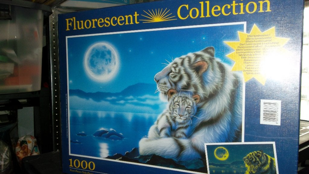 puzzel van 1000 stuks van witte tijger, Ophalen, 500 t/m 1500 stukjes, Nieuw, Legpuzzel
