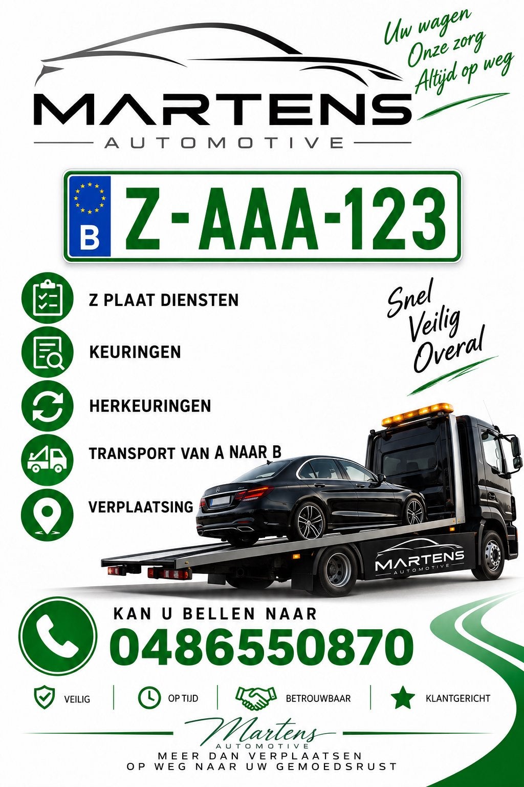 Z plaat diensten keuringen, herkeuringen , transport,, Service 24h/24, Apk-keuring