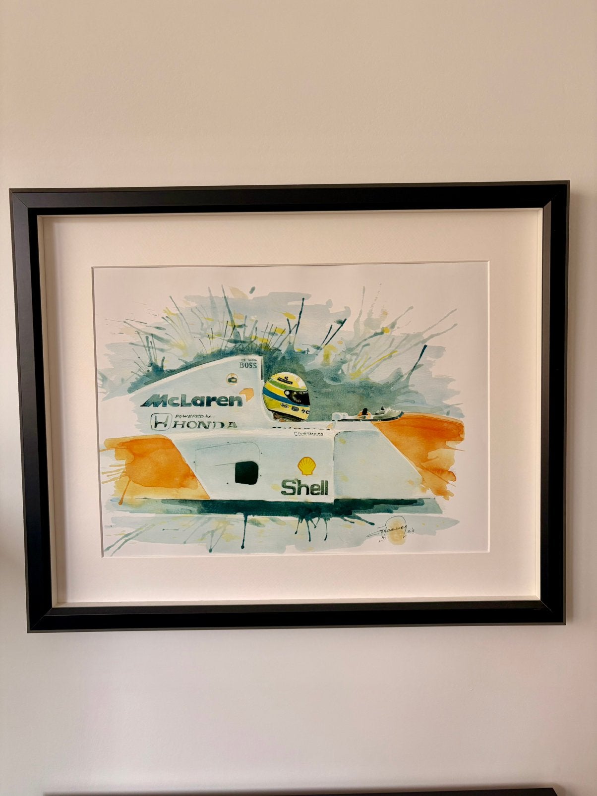 Tableau Ayrton Senna – McLaren Honda F1 – encadré, Encadré, Enlèvement ou Envoi
