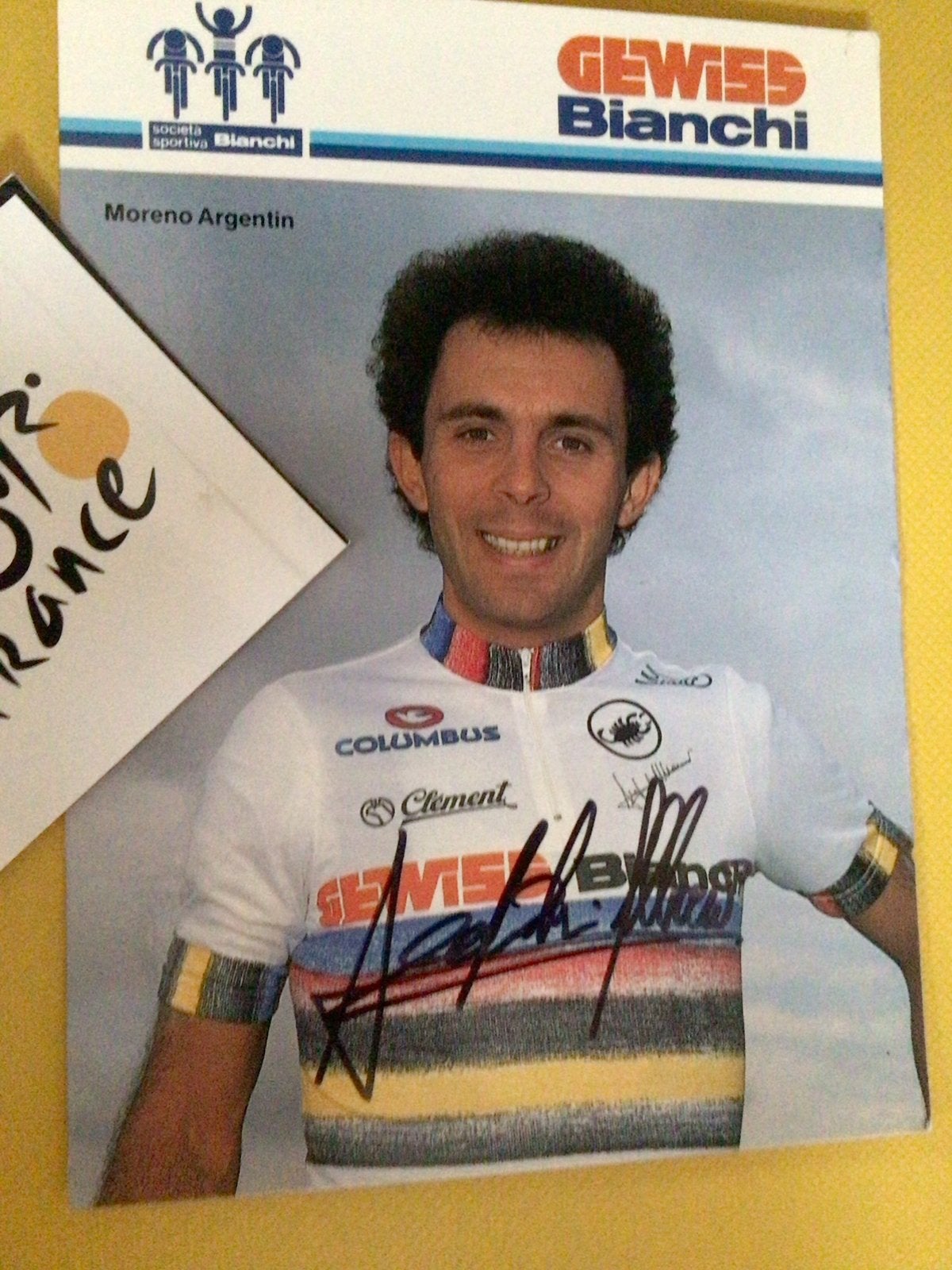 Wielerkaart wk team bianchi moreno argentin signe, Verzenden, Zo goed als nieuw
