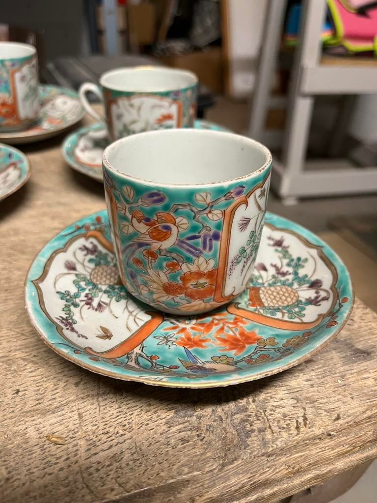 Ancien service a thé 9+1 tasses et soucoupes, Enlèvement
