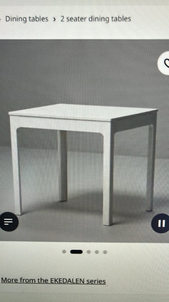 EKEDALEN IKEA 80x70 of 120x70 tafel met verlengstuk, Ophalen, Zo goed als nieuw, Rechthoekig