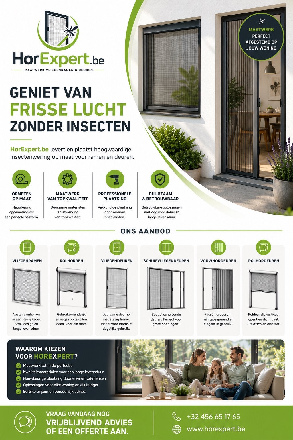 Vliegenraam op maat | vliegendeur, schuifvliegendeur, horren, Doe-het-zelf en Bouw, Ophalen, Vouwdeur, Nieuw, Metaal