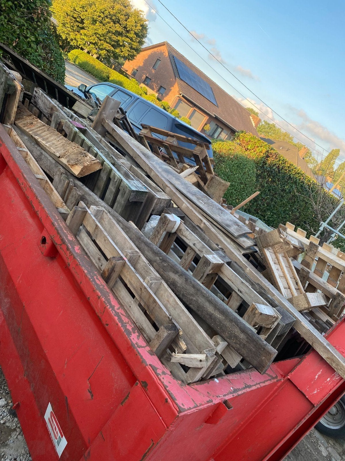 Afvalhout / containerpaletten – €30, Tuin en Terras, Ophalen