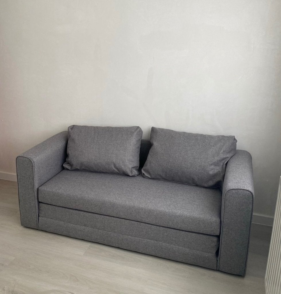 Zetel - slaapbank 160x69, Ophalen, 190 cm of minder, Zo goed als nieuw, Grijs