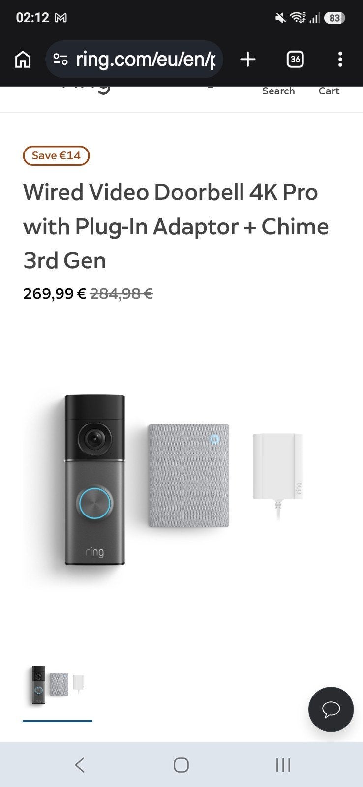 Ring pro 4K deurbel + chime pro 6 maand oud, Ophalen, Bewegingsdetectiesensor, Zo goed als nieuw, Bedraad