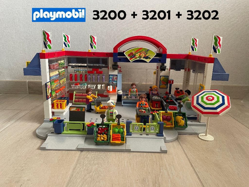 Playmobil set 3200 Supermarkt + 3201 + 3202, Gebouw, Complete set, Ophalen of Verzenden, Zo goed als nieuw