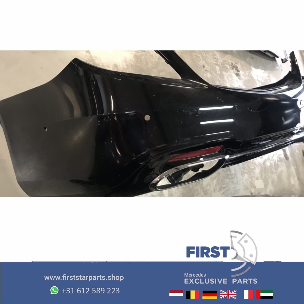 W222 S KLASSE FACELIFT AMG ACHTERBUMPER ZWART + UITLAAT SIER, Arrière, Utilisé, -, -