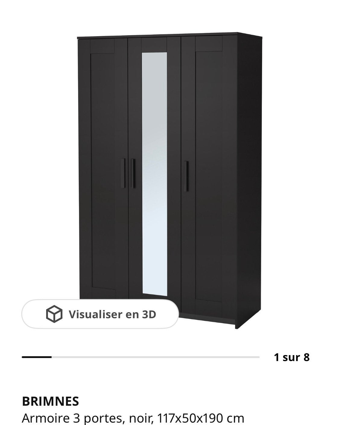 Ikea Brimnes onberispelijke zwarte 3-deurs kledingkast, Huis en Inrichting, Ophalen, Zo goed als nieuw
