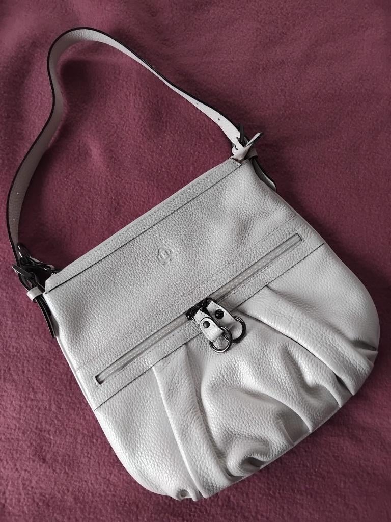 Witte lederen handtas van NOBODY,ritssluiting,schouderriem., Handtassen en Accessoires, Tassen | Damestassen, Ophalen of Verzenden