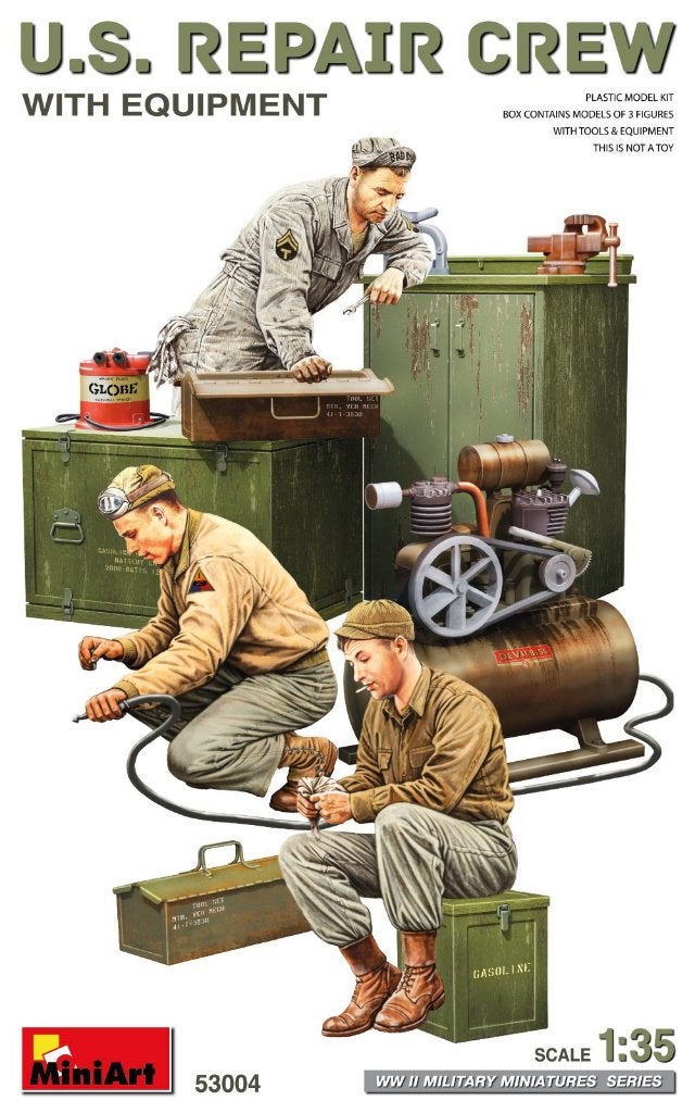 MINIART 53004 U.S. REPAIR CREW W/EQUIPMENT échelle 1/35, Ophalen of Verzenden, Nieuw, 1:35 tot 1:50, Figuur of Figuren